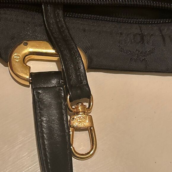 MCM Top Handle Nylon Tote Mini Bag Gold Hardwear Vintage Logo Print Y2K Style - Picture 10 of 15